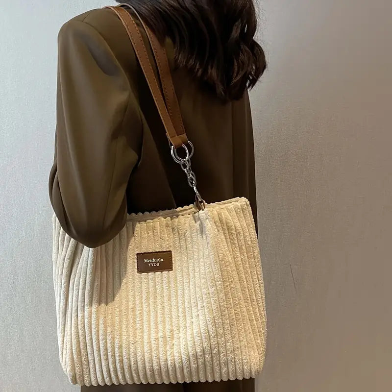 Samantha™ - Bolso Tote de Terciopelo Corduroy