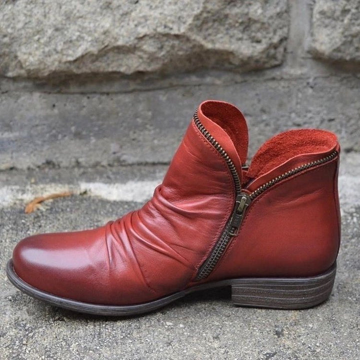 Martine™ - Botines de Cuero con Cremallera