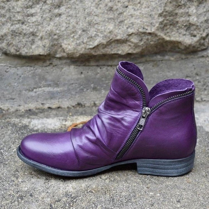 Martine™ - Botines de Cuero con Cremallera