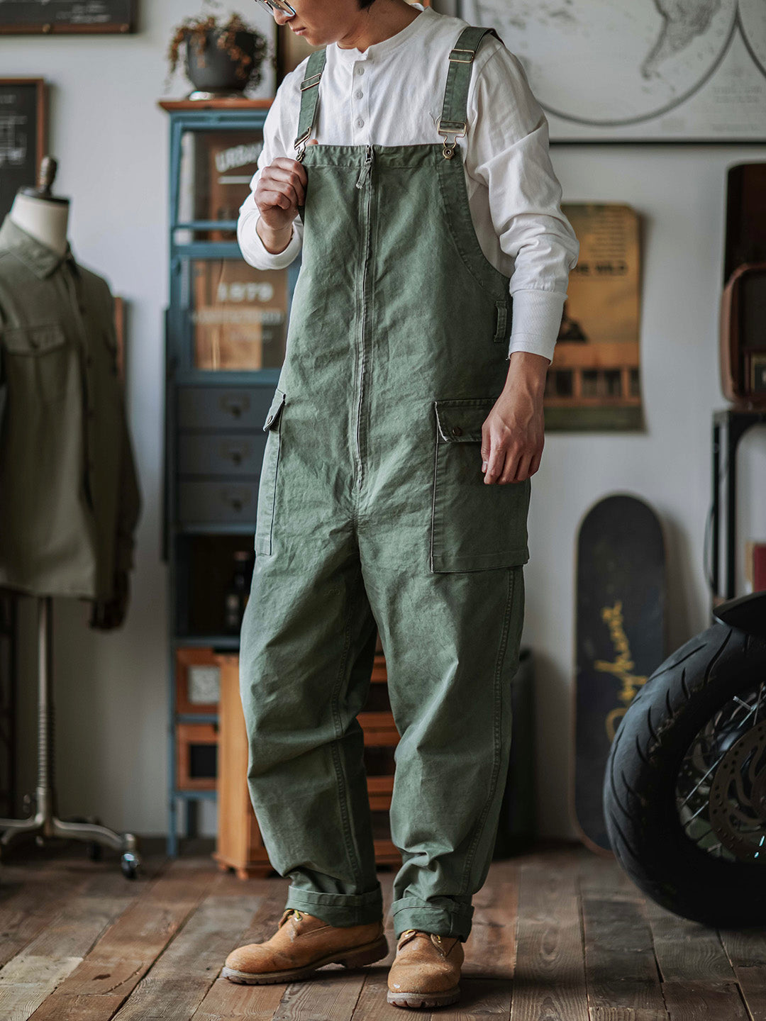Victor™ | Pantalón de tirantes beige elegante