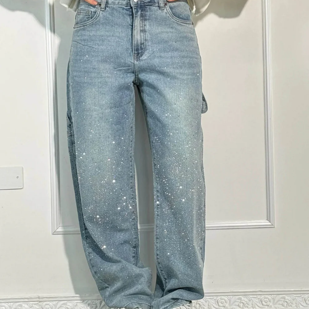 Emira™ | Jeans Casual Brillantes con Strass