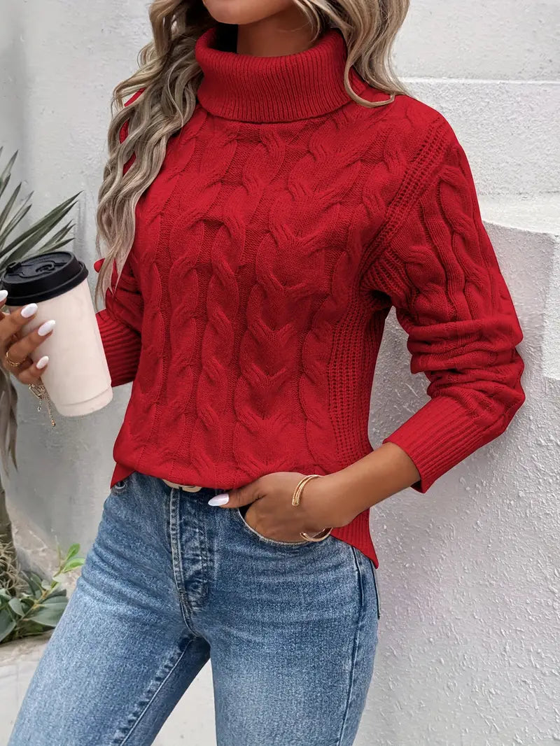 Clémence™ | Suéter de Cuello Alto Trenzado