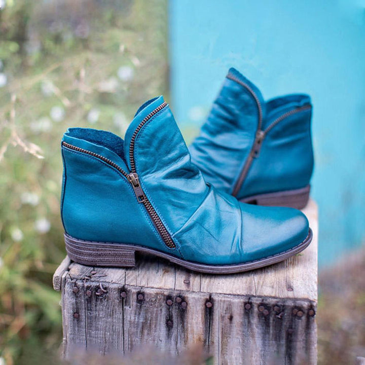 Martine™ - Botines de Cuero con Cremallera