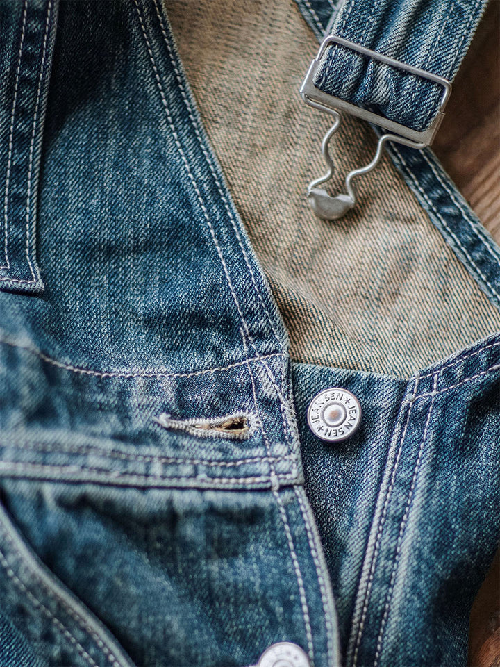 Julien™ | Pantalón de tirantes azul desgastado retro
