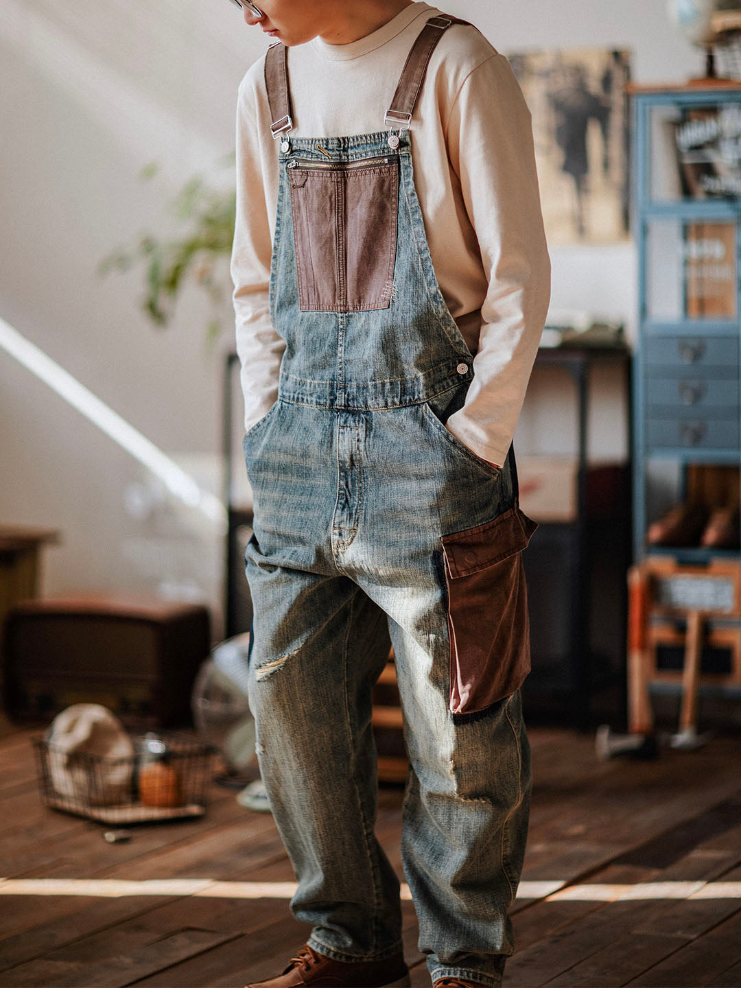 Paul™ | Pantalón de tirantes azul claro casual