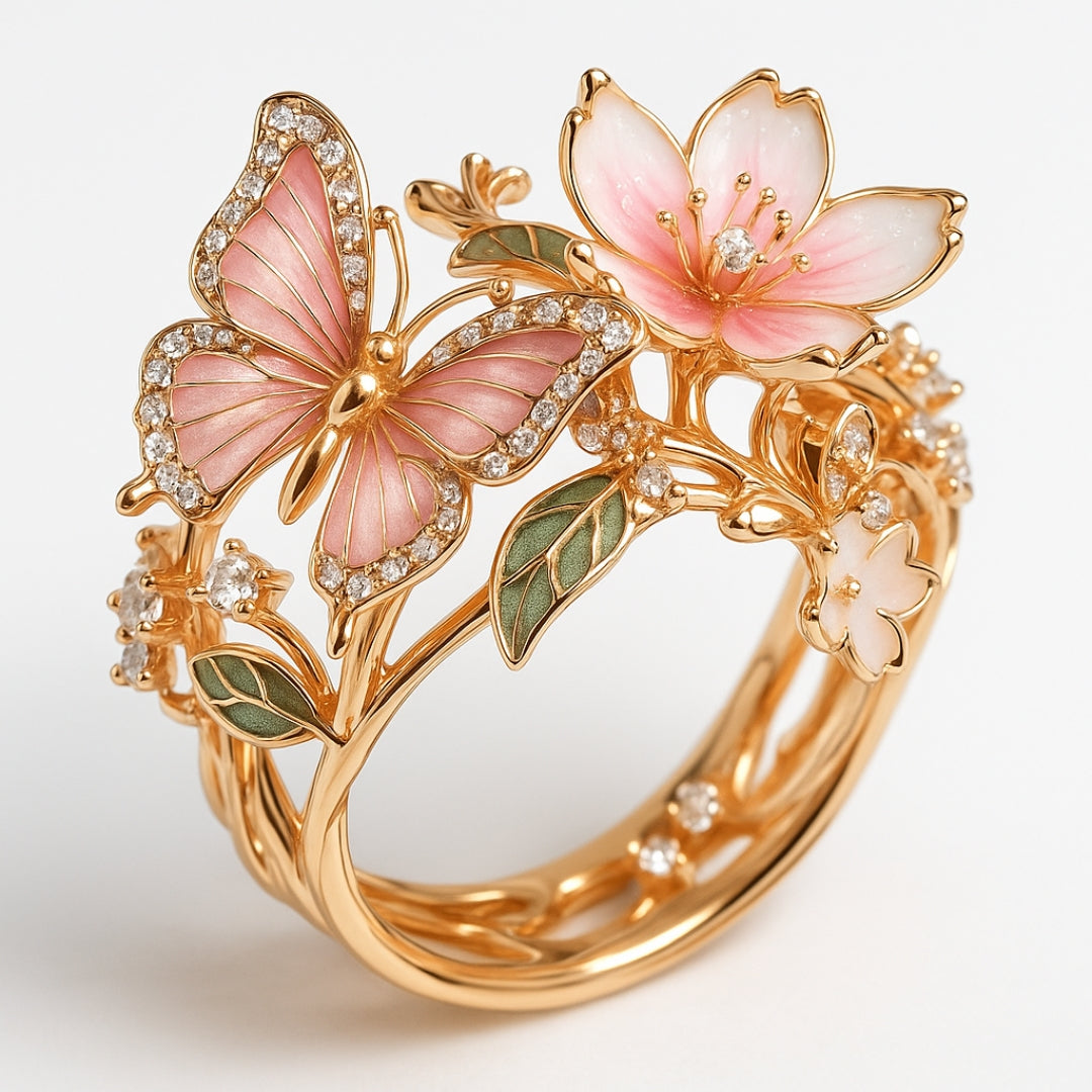 Anillo Zircón Mariposa Natural Ljus