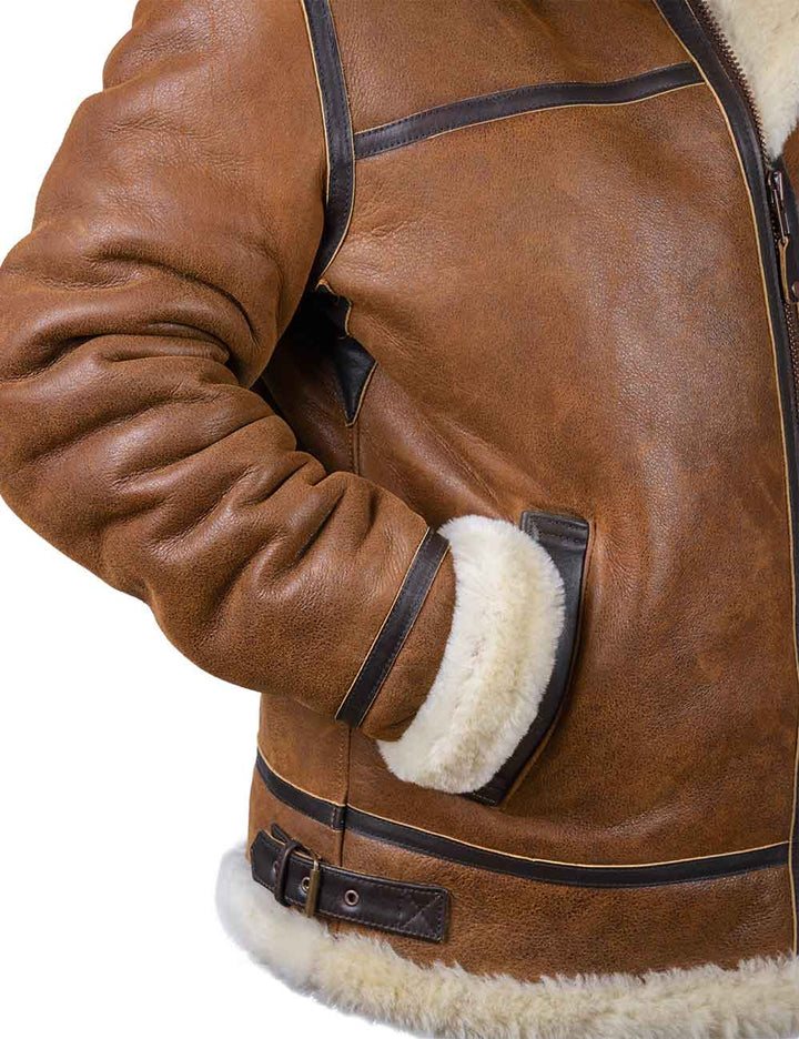 Aron™ | Chaqueta Bomber con Capucha de Piel