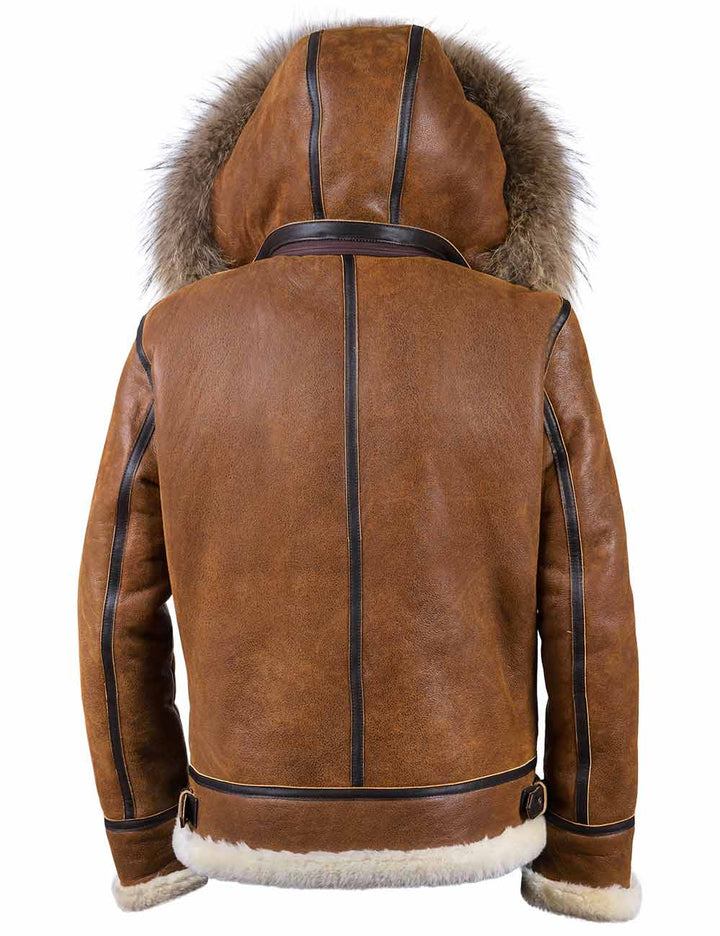 Aron™ | Chaqueta Bomber con Capucha de Piel