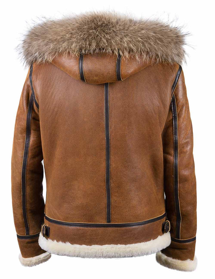 Aron™ | Chaqueta Bomber con Capucha de Piel