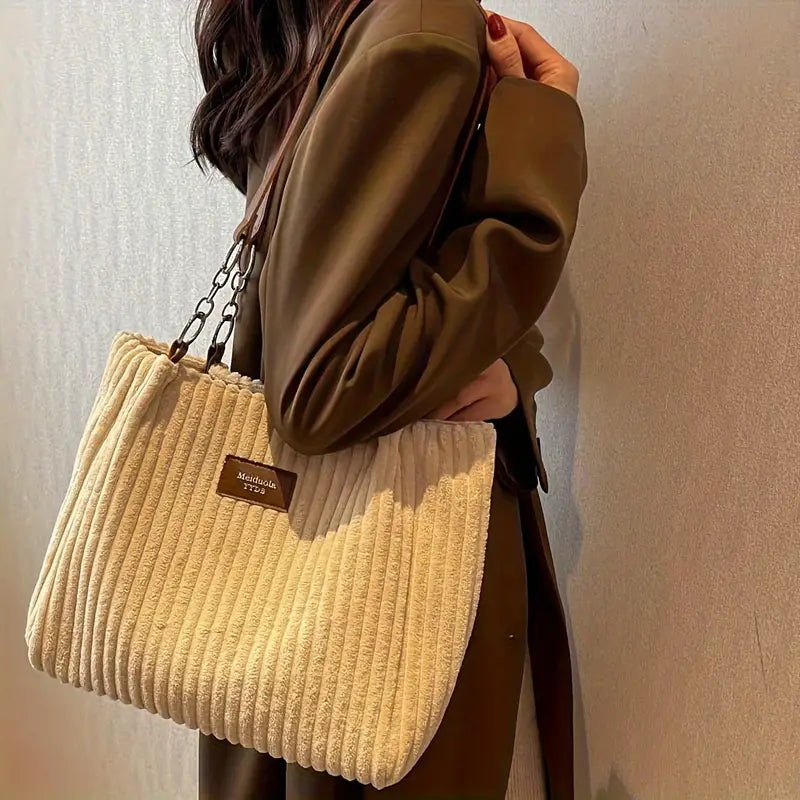 Samantha™ - Bolso Tote de Terciopelo Corduroy