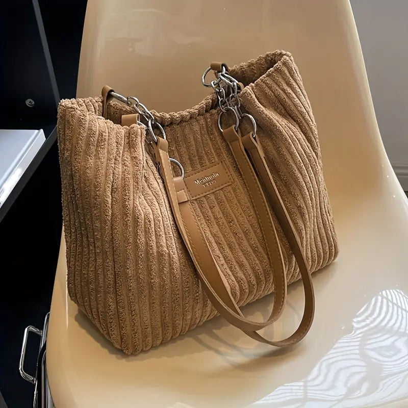 Samantha™ - Bolso Tote de Terciopelo Corduroy