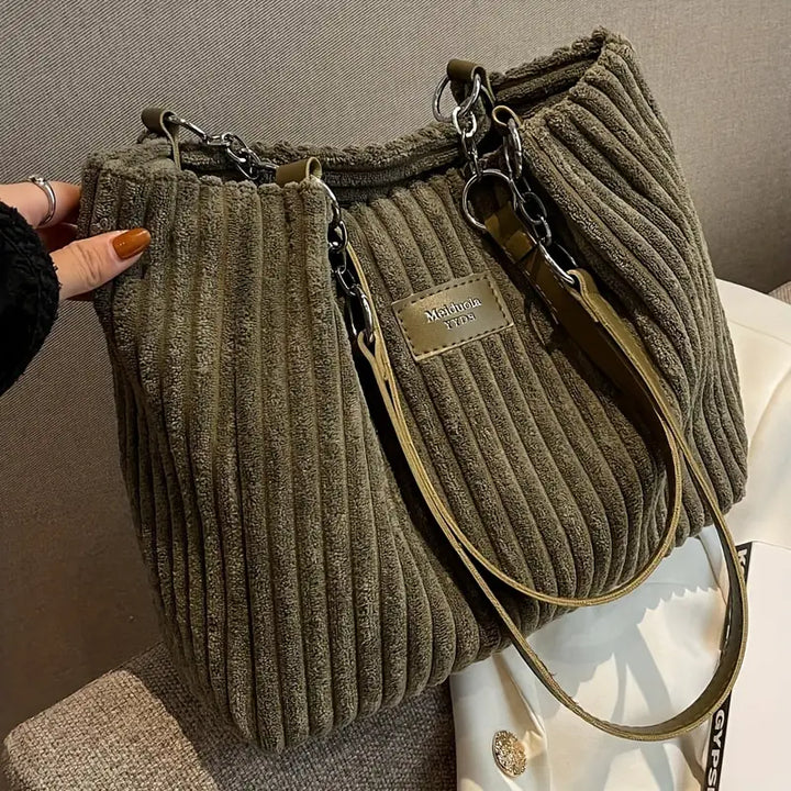 Samantha™ - Bolso Tote de Terciopelo Corduroy