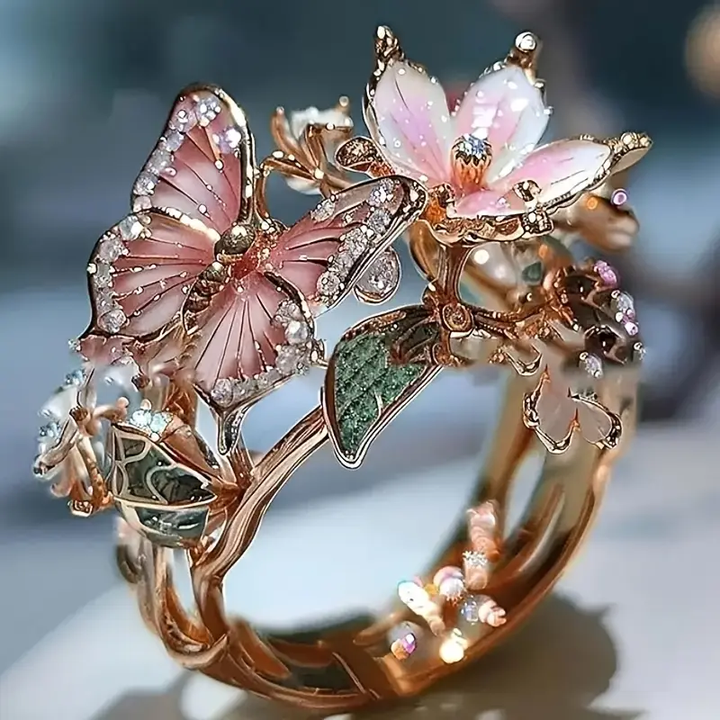 Anillo Zircón Mariposa Natural Ljus