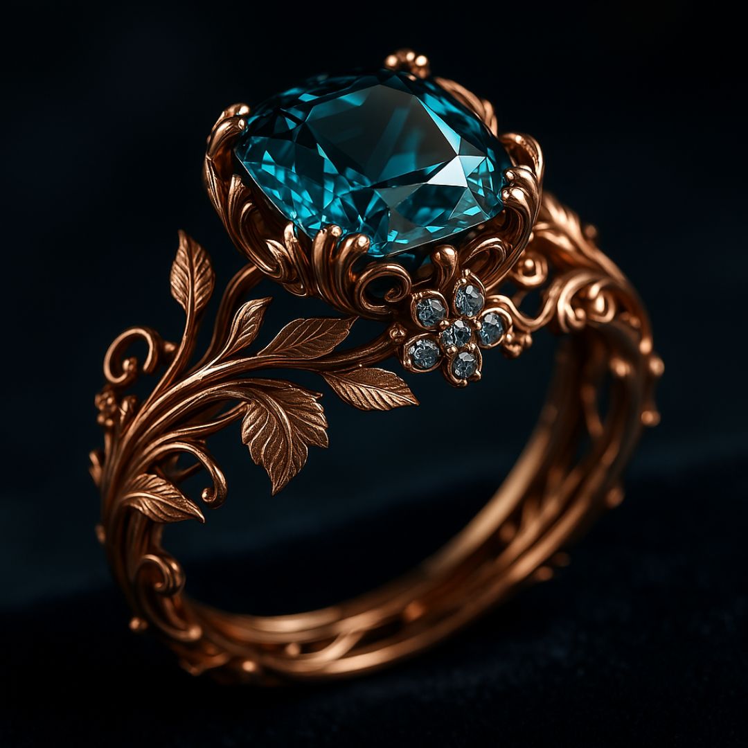 Anillo de cristal verde natural