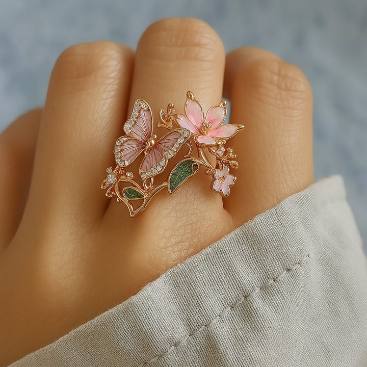Anillo Zircón Mariposa Natural Ljus