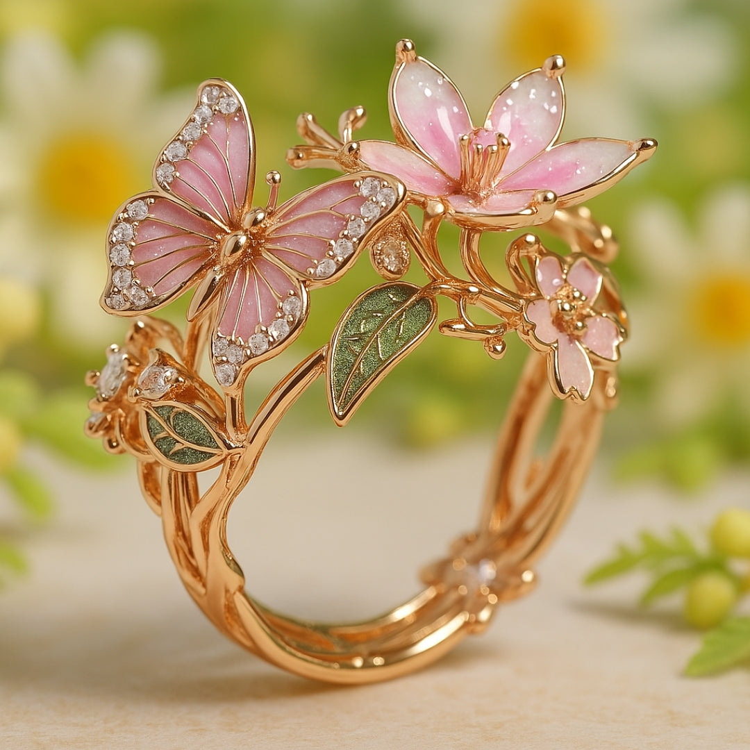 Anillo Zircón Mariposa Natural Ljus