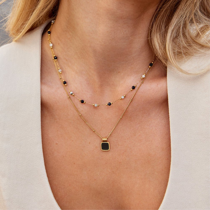 Collar de Piedra Luna Midnatt